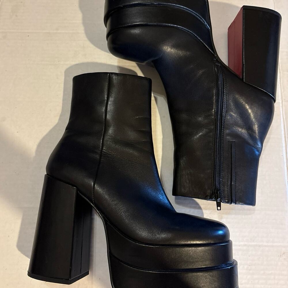 Steve Madden Cobra Black Leather Double Platform Boots - Women’s 10 Rave Goth